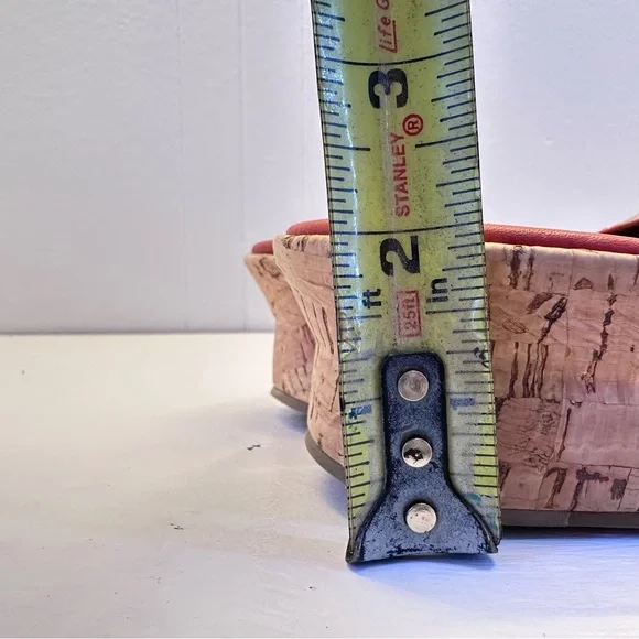 Antonio Melani Logan Orange Leather Cork Wedge Sandals Slides Women's Size 7.5 M - Picture 7 of 13